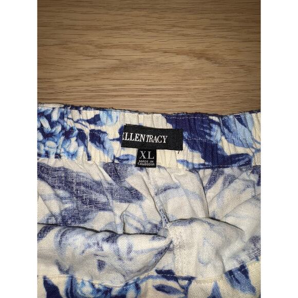 Ellen Tracy blue floral skort linen blend with elastic waistband size XL - Picture 2 of 6